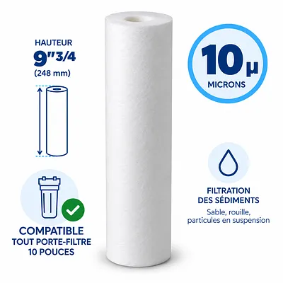 Cartouche anti-sédiments extrudée · 10 µm · 9"3/4