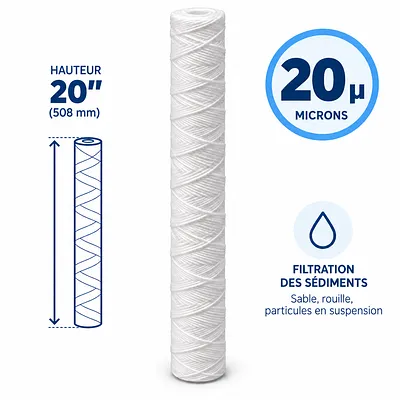 Cartouche anti-sédiments bobinée 20" · 20 µm
