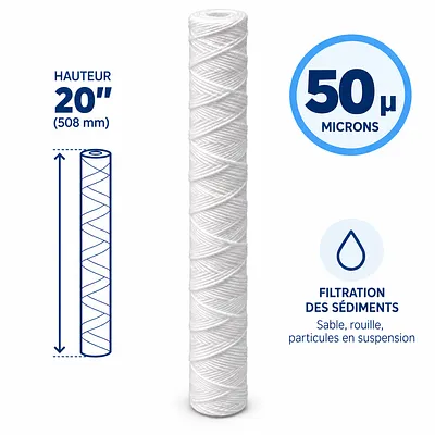 Cartouche anti-sédiments bobinée 20" · 50 µm