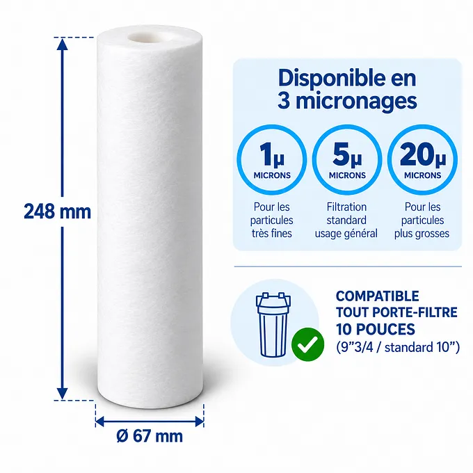 Cartouche anti-sédiments extrudée · 5 µm · 9"3/4