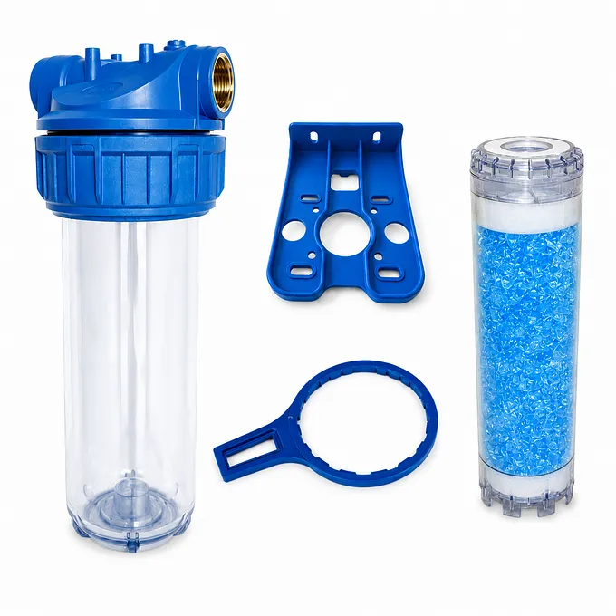 Kit filtration anti-calcaire et anticorrosion 9"3/4, corps 3 parties