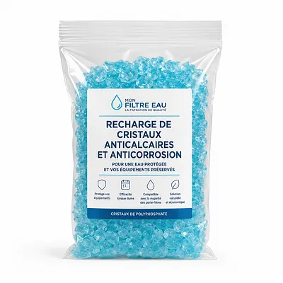Recharge de cristaux anticalcaires et anticorrosion · Gros cristaux · Sachet 500 g