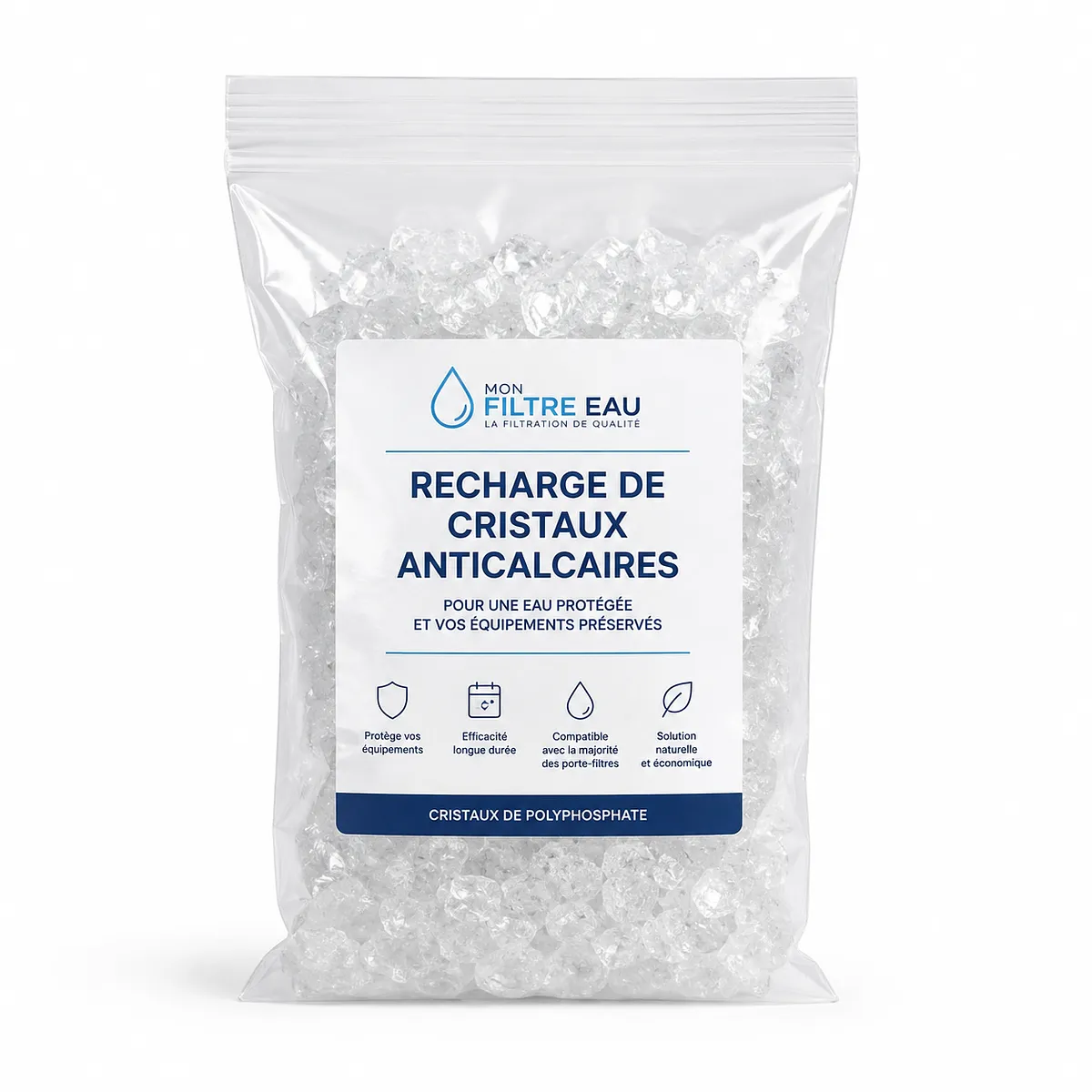 Recharge de cristaux anticalcaires · Gros cristaux · Sachet 500 g